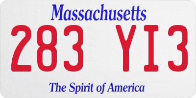 MA license plate 283YI3