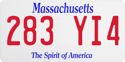 MA license plate 283YI4