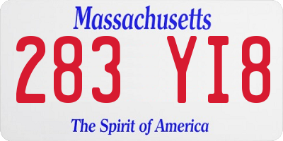 MA license plate 283YI8