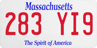 MA license plate 283YI9