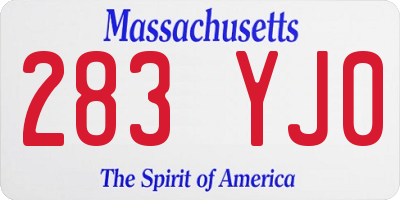 MA license plate 283YJ0