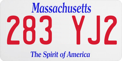 MA license plate 283YJ2