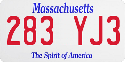 MA license plate 283YJ3