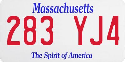 MA license plate 283YJ4