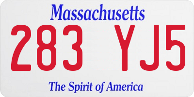 MA license plate 283YJ5
