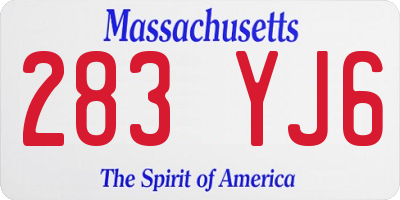 MA license plate 283YJ6