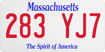 MA license plate 283YJ7