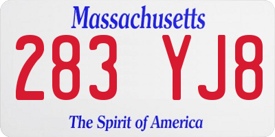 MA license plate 283YJ8