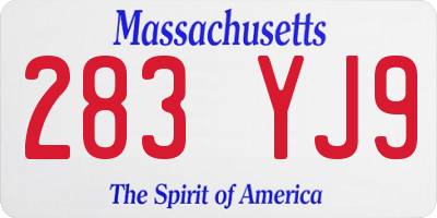 MA license plate 283YJ9