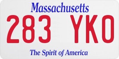 MA license plate 283YK0