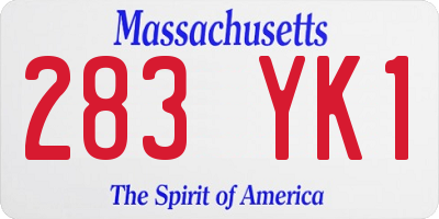 MA license plate 283YK1