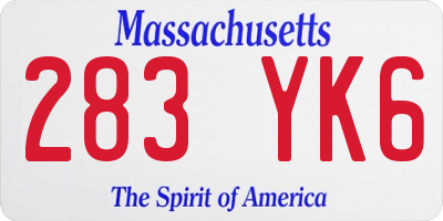 MA license plate 283YK6