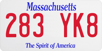 MA license plate 283YK8