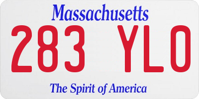 MA license plate 283YL0