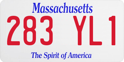 MA license plate 283YL1