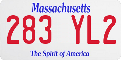 MA license plate 283YL2