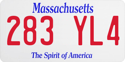 MA license plate 283YL4