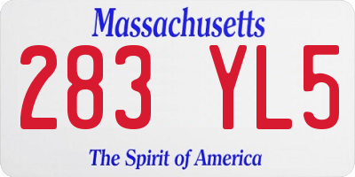 MA license plate 283YL5