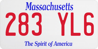 MA license plate 283YL6