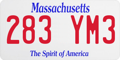 MA license plate 283YM3