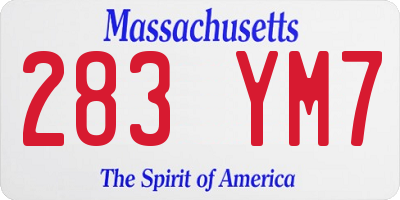 MA license plate 283YM7