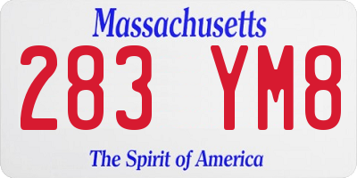 MA license plate 283YM8