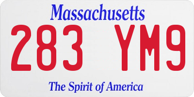 MA license plate 283YM9