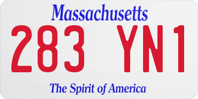 MA license plate 283YN1