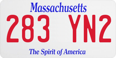 MA license plate 283YN2