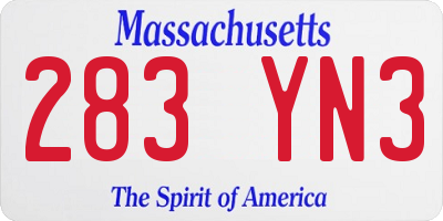 MA license plate 283YN3