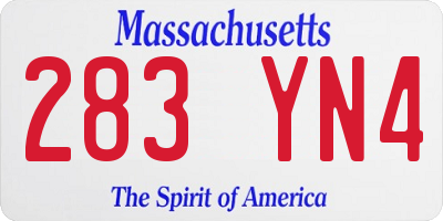 MA license plate 283YN4
