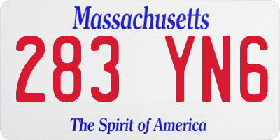 MA license plate 283YN6