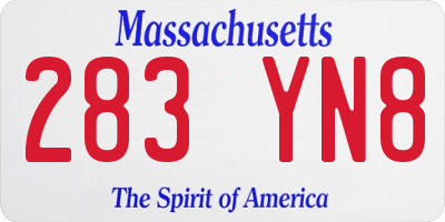 MA license plate 283YN8