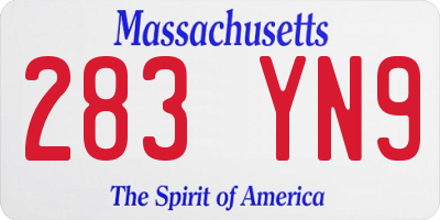 MA license plate 283YN9