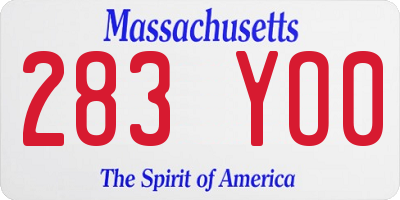 MA license plate 283YO0