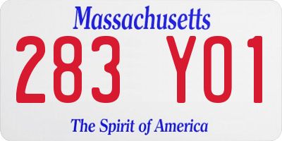 MA license plate 283YO1