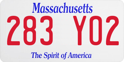 MA license plate 283YO2