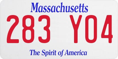 MA license plate 283YO4