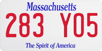 MA license plate 283YO5