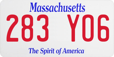MA license plate 283YO6