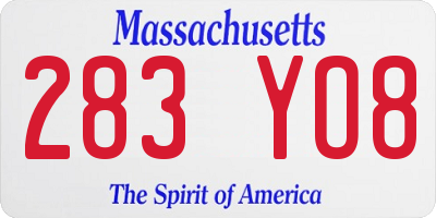 MA license plate 283YO8