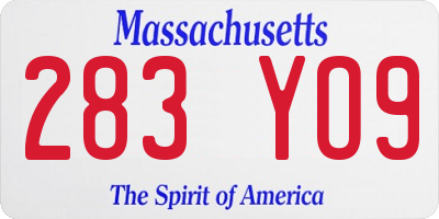 MA license plate 283YO9