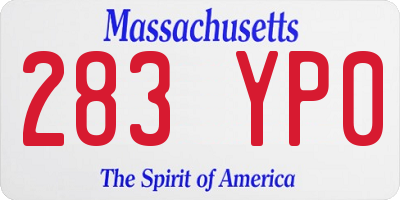MA license plate 283YP0