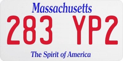 MA license plate 283YP2