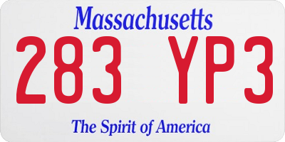 MA license plate 283YP3