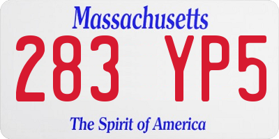 MA license plate 283YP5