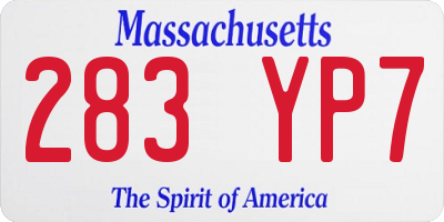 MA license plate 283YP7