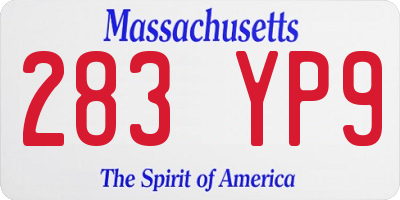 MA license plate 283YP9