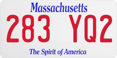 MA license plate 283YQ2