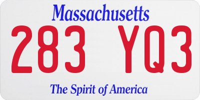 MA license plate 283YQ3